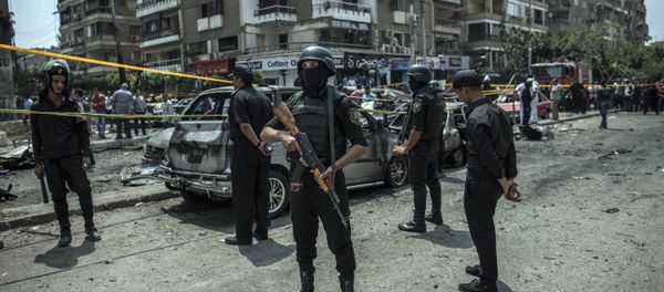 FILE -- In this June 29, 2015 file photo, Egyptian policemen stand guard at the site of a bombing that killed Egypt’s top prosecutor, Hisham Barakat, who oversaw cases against thousands of Islamists, in Cairo, Egypt - Sputnik International