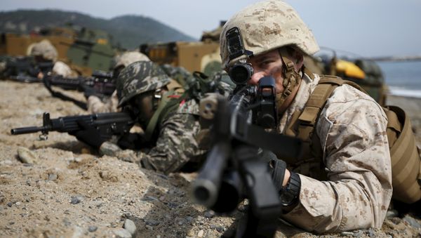 U.S. and South Korean marines participate in a U.S.-South Korea joint landing operation drill in Pohang, South Korea, in this March 31, 2014 file picture - Sputnik International