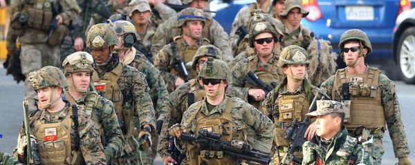 US Marines move for a joint military drill by US and South Korea in the southeastern port of Pohang on March 7, 2016 US Marines move for a joint military drill by US and South Korea in the southeastern port of Pohang on March 7, 2016 - Sputnik International