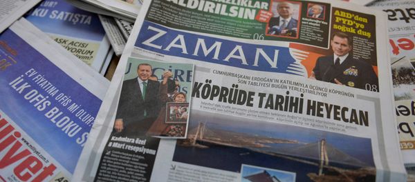A photo taken in Ankara on March 6, 2016 shows the front page of the first new edition of the Turkish daily newspaper Zaman, which had staunchly opposed the president, now with articles supporting the government since its seizure by authorities A photo taken in Ankara on March 6, 2016 shows the front page of the first new edition of the Turkish daily newspaper Zaman, which had staunchly opposed the president, now with articles supporting the government since its seizure by authorities - Sputnik International