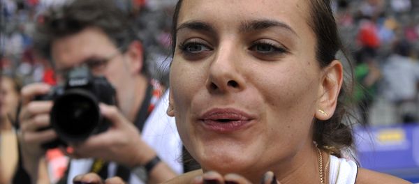 Elena Isinbaeva of Russia reacts after she won the Women's Pole Vault of the ISTAF Golden League Athletics Meeting in Berlin (File) Elena Isinbaeva of Russia reacts after she won the Women's Pole Vault of the ISTAF Golden League Athletics Meeting in Berlin (File) - Sputnik International