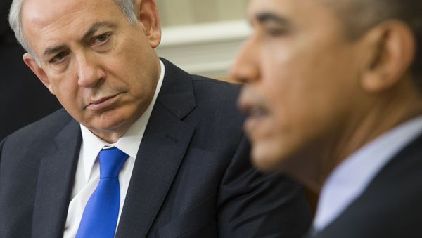 US President Barack Obama and Israeli Prime Minister Benjamin Netanyahu hold a meeting in the Oval Office of the White House in Washington, DC, November 9, 2015. US President Barack Obama and Israeli Prime Minister Benjamin Netanyahu hold a meeting in the Oval Office of the White House in Washington, DC, November 9, 2015. - Sputnik International