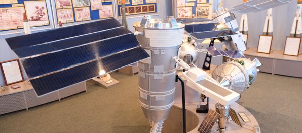 A model of the Resurs-P space probe. The originals were launched to space in 2013 and 2014 A model of the Resurs-P space probe. The originals were launched to space in 2013 and 2014 - Sputnik International