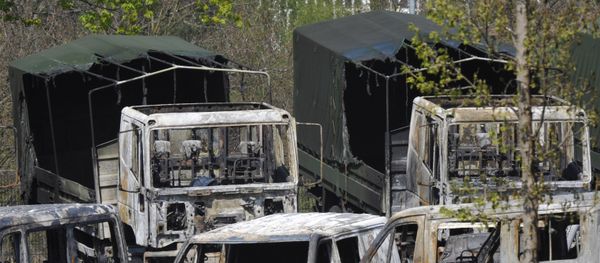 Damaged military vehicles stand on the ground of the military college of German Bundeswehr in Dresden. (File) - Sputnik International