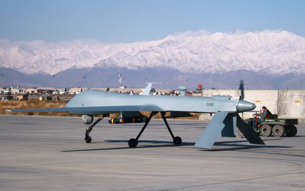 A US Predator unmanned drone armed with a missile setting off from its hangar at Bagram air base in Afghanistan. File photo A US Predator unmanned drone armed with a missile setting off from its hangar at Bagram air base in Afghanistan. File photo - Sputnik International