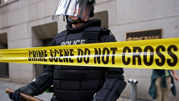 A policeman in riot gear is positioned on a steet during protests in downtown Pittsburgh, Pennsylvania. File photo - Sputnik International