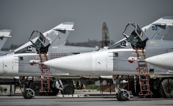 Russian Su-24 tactical bombers at the Hmeimim airbase in the Latakia Governorate of Syria Russian Su-24 tactical bombers at the Hmeimim airbase in the Latakia Governorate of Syria - Sputnik International