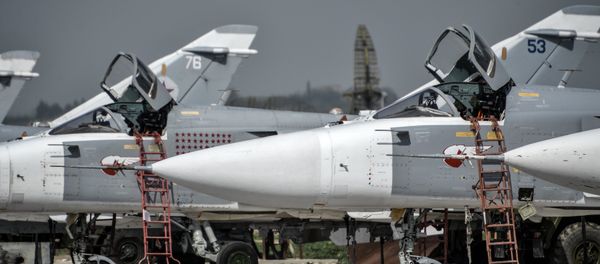 Russian Su-24 tactical bombers at the Hmeimim airbase in the Latakia Governorate of Syria Russian Su-24 tactical bombers at the Hmeimim airbase in the Latakia Governorate of Syria - Sputnik International