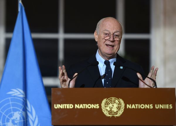 United Nations Syria envoy Staffan de Mistura speaks during a press conference in Geneva on March 15, 2016, on the second round of Syrian peace talks at the UN headquarters United Nations Syria envoy Staffan de Mistura speaks during a press conference in Geneva on March 15, 2016, on the second round of Syrian peace talks at the UN headquarters - Sputnik International