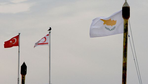From the right to left, Cyprus,Turkish Cypriot state and Turkish flags From the right to left, Cyprus,Turkish Cypriot state and Turkish flags - Sputnik International
