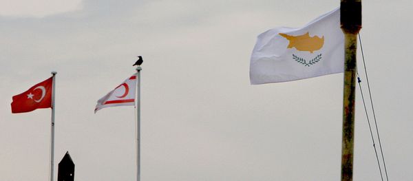 From the right to left, Cyprus,Turkish Cypriot state and Turkish flags - Sputnik International