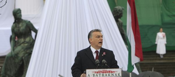 Hungarian Prime Minister Viktor Orban speaks during the Hungary's National Day celebrations, which also commemorates the 1848 Hungarian Revolution against the Habsburg monarchy, in Budapest, Hungary, March 15, 2016. Hungarian Prime Minister Viktor Orban speaks during the Hungary's National Day celebrations, which also commemorates the 1848 Hungarian Revolution against the Habsburg monarchy, in Budapest, Hungary, March 15, 2016. - Sputnik International