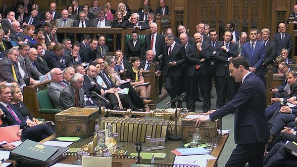 A still image taken from video shows Britain's Chancellor of the Exchequer George Osborne, presenting his Budget to the House of Commons, in central London, Britain March 16, 2016 - Sputnik International