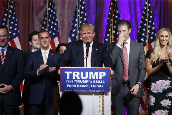Republican presidential candidate Donald Trump speaks to supporters at his primary election night event at his Mar-a-Lago Club in Palm Beach, Fla., Tuesday, March 15, 2016. - Sputnik International