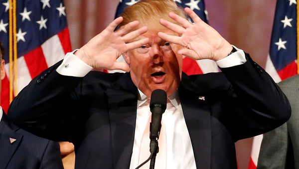 Republican presidential candidate Donald Trump addresses the media following victory in the Florida state primary on March 15, 2016 in West Palm Beach, Florida. - Sputnik International