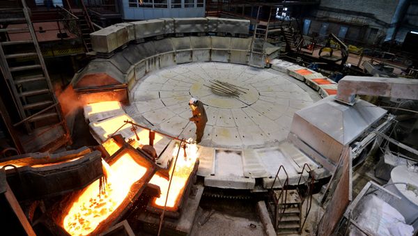 Anode copper casting at Kyshtym electrolytic copper plant in Chelyabinsk region, Russia. The main production is blister fire refining - Sputnik International