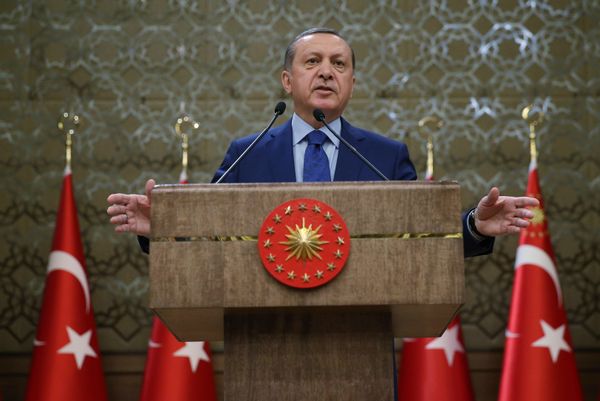 Turkish President Recep Tayyip Erdogan addresses a meeting of local administrators at his palace in Ankara, Turkey, Wednesday, March 16, 2016. Tayyip Erdogan says US and Russian weapons are ending up in the hands of the Kurdistan workers' Party, or PKK, which his country considers a terrorist organization. Turkish President Recep Tayyip Erdogan addresses a meeting of local administrators at his palace in Ankara, Turkey, Wednesday, March 16, 2016. Tayyip Erdogan says US and Russian weapons are ending up in the hands of the Kurdistan workers' Party, or PKK, which his country considers a terrorist organization. - Sputnik International