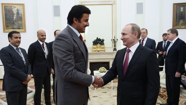 President Vladimir Putin meets with Qatar Emir Tamim bin Hamad Al-Thani. File photo President Vladimir Putin meets with Qatar Emir Tamim bin Hamad Al-Thani. File photo - Sputnik International