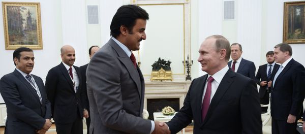 President Vladimir Putin meets with Qatar Emir Tamim bin Hamad Al-Thani. File photo President Vladimir Putin meets with Qatar Emir Tamim bin Hamad Al-Thani. File photo - Sputnik International
