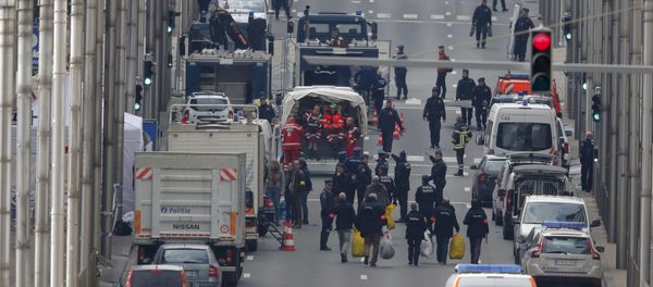 Belgian police and emergency personnel work near the Maalbeek metro station following an explosion in Brussels, Belgium, March 22, 2016 Belgian police and emergency personnel work near the Maalbeek metro station following an explosion in Brussels, Belgium, March 22, 2016 - Sputnik International