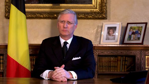 Belgian King Philippe delivers a speech from Brussels Royal Palace following bomb attacks in Brussels and Belgium's National airport of Zaventem , Belgium March 22, 2016 - Sputnik International