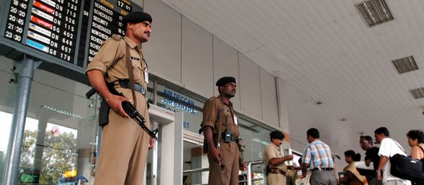 Armed Central Industrial Security Force Officials checking the passengers at Chennai International Airport in Chennai, India (File) - Sputnik International