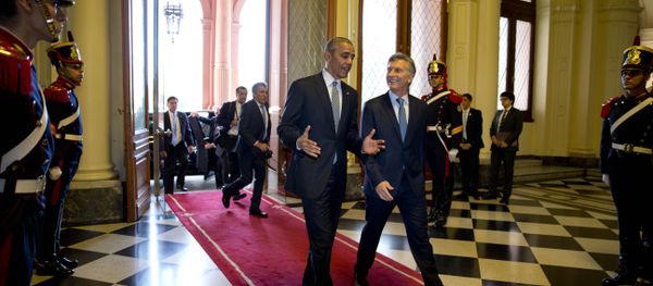 U.S. President Barack Obama and Argentina's President Mauricio Macri walk in the government house in Buenos Aires, Argentina, Wednesday, March 23, 2016 U.S. President Barack Obama and Argentina's President Mauricio Macri walk in the government house in Buenos Aires, Argentina, Wednesday, March 23, 2016 - Sputnik International