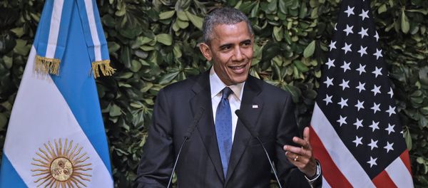 US President Barack Obama delivers a speech during a state dinner with Argentine President Mauricio Macri at the Kirchner Cultural Centre in Buenos Aires on March 23, 2016 US President Barack Obama delivers a speech during a state dinner with Argentine President Mauricio Macri at the Kirchner Cultural Centre in Buenos Aires on March 23, 2016 - Sputnik International
