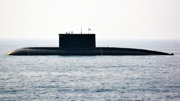 Indian Navy personnel stand on an Indian Navy submarine during the International Fleet Review in Visakhapatnam on February 6, 2016 - Sputnik International
