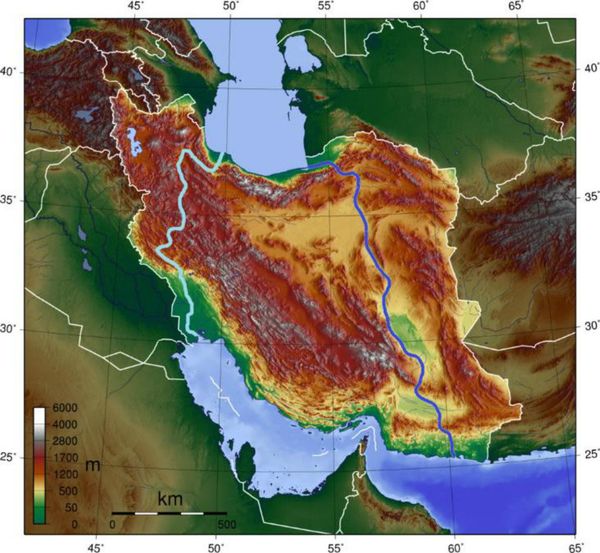 Two variants for the Great Persian Canal, the western route (light blue) and the eastern route (dark blue) Two variants for the Great Persian Canal, the western route (light blue) and the eastern route (dark blue) - Sputnik International