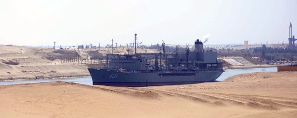 Iranian naval support ship Kharg transits through the Suez Canal on February 22, 2011 bound, along with patrol frigate Alvand, for the Mediterranean Sea on a purported training mission that Israel regards as a provocation Iranian naval support ship Kharg transits through the Suez Canal on February 22, 2011 bound, along with patrol frigate Alvand, for the Mediterranean Sea on a purported training mission that Israel regards as a provocation - Sputnik International