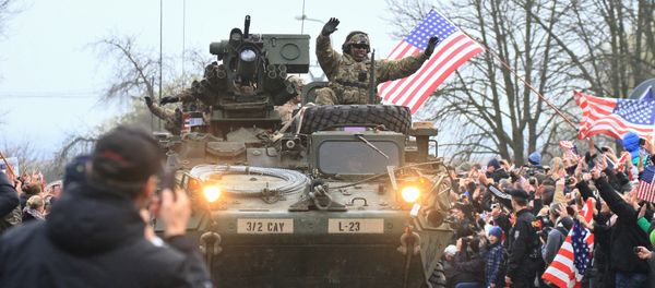 US military convoy, including IAV Strykers, arrives to the Czech army barracks on March 30, 2015 in Prague after entering the Czech Republic at the border crossing in Harrachov on the way from Baltic countries to base in Vilseck, southern Germany US military convoy, including IAV Strykers, arrives to the Czech army barracks on March 30, 2015 in Prague after entering the Czech Republic at the border crossing in Harrachov on the way from Baltic countries to base in Vilseck, southern Germany - Sputnik International