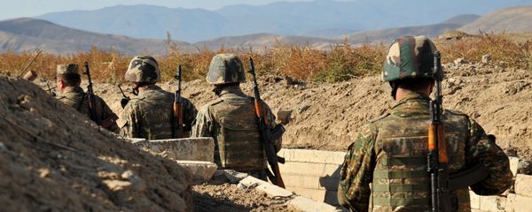 Armenian soldiers of the self-proclaimed republic of Nagorno-Karabagh walk in trenches at the frontline on the border with Azerbaijan, on October 25, 2012. Armenian soldiers of the self-proclaimed republic of Nagorno-Karabagh walk in trenches at the frontline on the border with Azerbaijan, on October 25, 2012. - Sputnik International