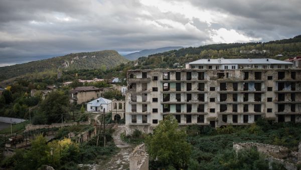 Houses destroyed during the war in the town of Shusha in the self-proclaimed Nagorno-Karabakh Republic Houses destroyed during the war in the town of Shusha in the self-proclaimed Nagorno-Karabakh Republic - Sputnik International