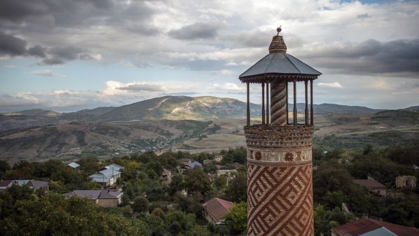 The minaret of a mosque damaged during the war in the town of Shusha in the self-proclaimed Nagorno-Karabakh Republic The minaret of a mosque damaged during the war in the town of Shusha in the self-proclaimed Nagorno-Karabakh Republic - Sputnik International