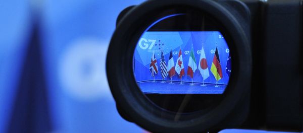 Flags are seen in a camera screen at the G7 summit (file) Flags are seen in a camera screen at the G7 summit (file) - Sputnik International