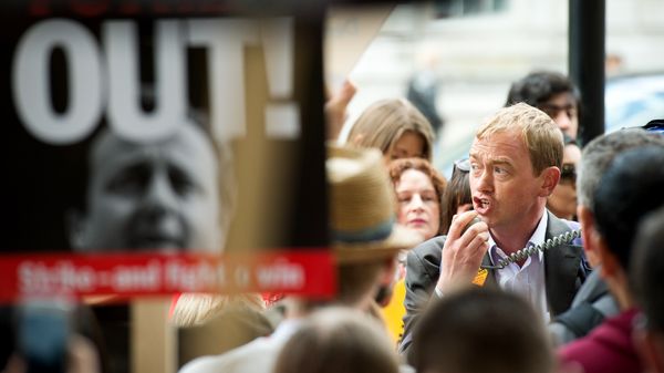 Liberal Democrat MP Tim Farron takes part in a human rights protest in central London on May 30, 2015 to demonstrate against the Conservative government's proposal to scrap the Human Rights Act. Liberal Democrat MP Tim Farron takes part in a human rights protest in central London on May 30, 2015 to demonstrate against the Conservative government's proposal to scrap the Human Rights Act. - Sputnik International
