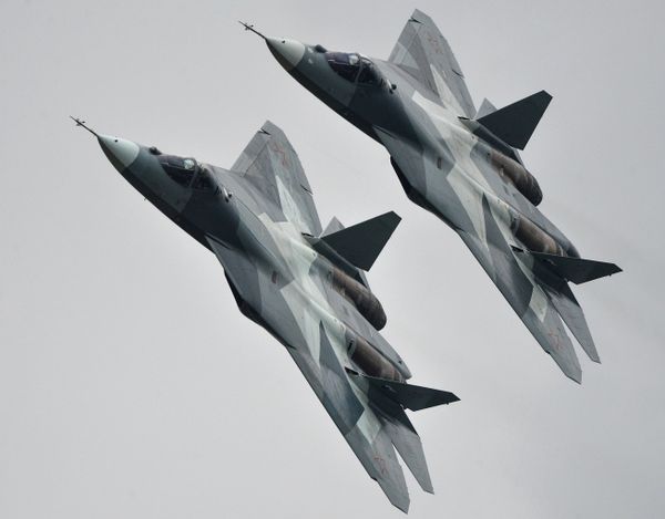 T-50 strike aircraft at the MAKS-2013 Aviation and Space Salon in Zhukovsky T-50 strike aircraft at the MAKS-2013 Aviation and Space Salon in Zhukovsky - Sputnik International