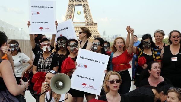 French sex workers take part in a demonstration to denounce a bill on prostitution.file photo French sex workers take part in a demonstration to denounce a bill on prostitution.file photo - Sputnik International