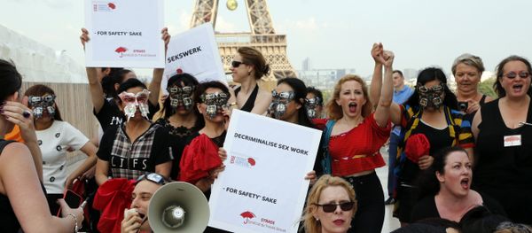 French sex workers take part in a demonstration to denounce a bill on prostitution.file photo - Sputnik International