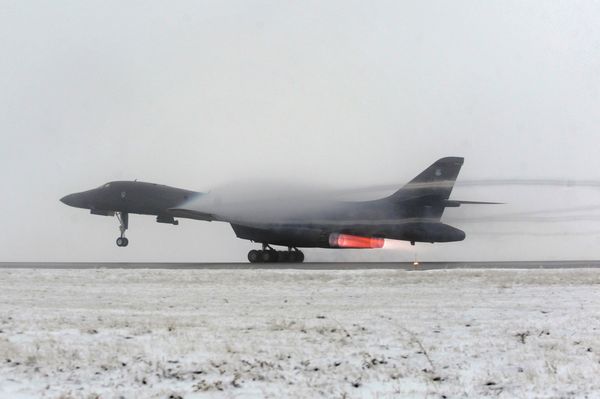 A B-1B Lancer strategic bomber takes off from Ellsworth Air Force Base, in support of Operation Odyssey Dawn in Libya, in this U.S. Air Force file handout photo dated March 27, 2011 A B-1B Lancer strategic bomber takes off from Ellsworth Air Force Base, in support of Operation Odyssey Dawn in Libya, in this U.S. Air Force file handout photo dated March 27, 2011 - Sputnik International