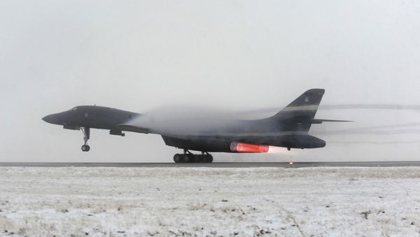 A B-1B Lancer strategic bomber takes off from Ellsworth Air Force Base, in support of Operation Odyssey Dawn in Libya, in this U.S. Air Force file handout photo dated March 27, 2011 A B-1B Lancer strategic bomber takes off from Ellsworth Air Force Base, in support of Operation Odyssey Dawn in Libya, in this U.S. Air Force file handout photo dated March 27, 2011 - Sputnik International
