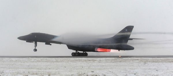 A B-1B Lancer strategic bomber takes off from Ellsworth Air Force Base, in support of Operation Odyssey Dawn in Libya, in this U.S. Air Force file handout photo dated March 27, 2011 A B-1B Lancer strategic bomber takes off from Ellsworth Air Force Base, in support of Operation Odyssey Dawn in Libya, in this U.S. Air Force file handout photo dated March 27, 2011 - Sputnik International