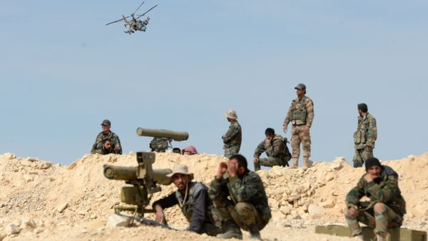 Ka-52 helicopter flies combat mission in Syria Ka-52 helicopter flies combat mission in Syria - Sputnik International