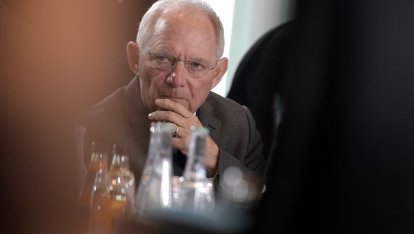 German Finance Minister Wolfgang Schaeuble attends for the weekly cabinet meeting on March 23, 2016 at the Chancellery in Berlin. German Finance Minister Wolfgang Schaeuble attends for the weekly cabinet meeting on March 23, 2016 at the Chancellery in Berlin. - Sputnik International
