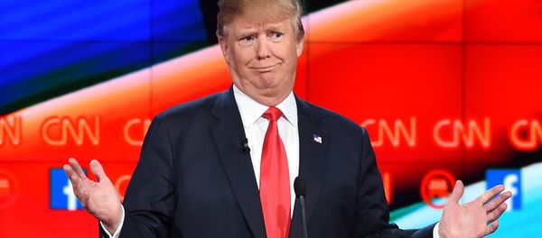 Republican presidential candidate businessman Donald Trump gestures during the Republican Presidential Debate, hosted by CNN, at The Venetian Las Vegas on December 15, 2015 in Las Vegas, Nevada. - Sputnik International
