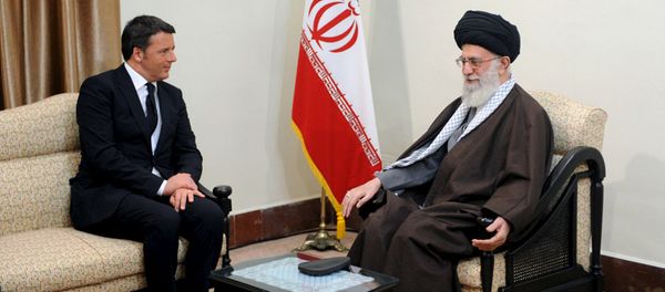 Iran's Supreme Leader Ayatollah Ali Khamenei (R) meets Italian Prime Minister Matteo Renzi in Tehran, Iran April 12, 2016. Iran's Supreme Leader Ayatollah Ali Khamenei (R) meets Italian Prime Minister Matteo Renzi in Tehran, Iran April 12, 2016. - Sputnik International