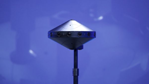 A Facebook Surround 360 virtual reality camera is seen on stage during the Facebook F8 conference in San Francisco, California April 12, 2016. - Sputnik International