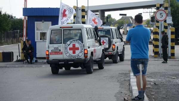 International Red Cross vans at Donetsk border crossing point (File) International Red Cross vans at Donetsk border crossing point (File) - Sputnik International
