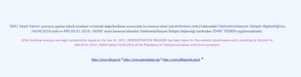 Turkey blocks access to Sputnik News Agency website, citing 'administrative measures' Turkey blocks access to Sputnik News Agency website, citing 'administrative measures' - Sputnik International